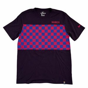 Nike FC Barcelona Barca Checkerboard Soccer Shirt Medium Red Blue Graphic Tee